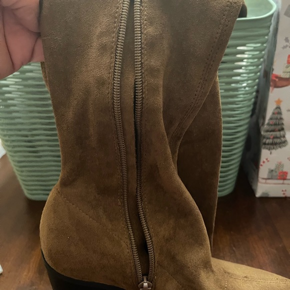 So Me Women's Brown Leather Over The Knee Stretchy Boots Size 7 - Picture 5 of 9